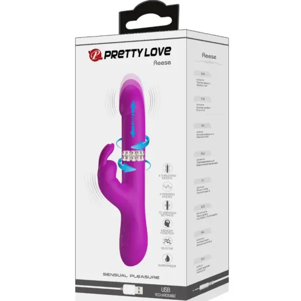 Pretty Love - Vibrador rabbit con rotación morado - Imagen 10