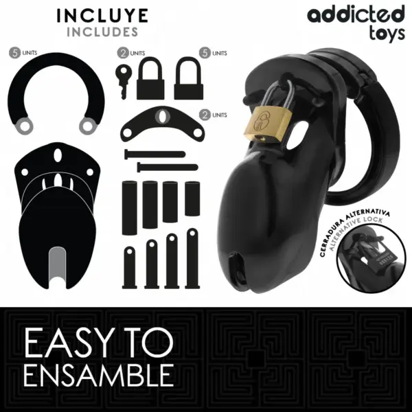 ADDICTED TOYS LOCKED - Jaula de castidad 10 cm para control absoluto - Imagen 4