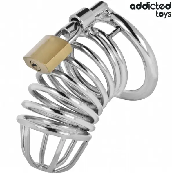 ADDICTED TOYS LOCKED - Jaula de castidad de metal para pene 4 cm Talla S - Imagen 2