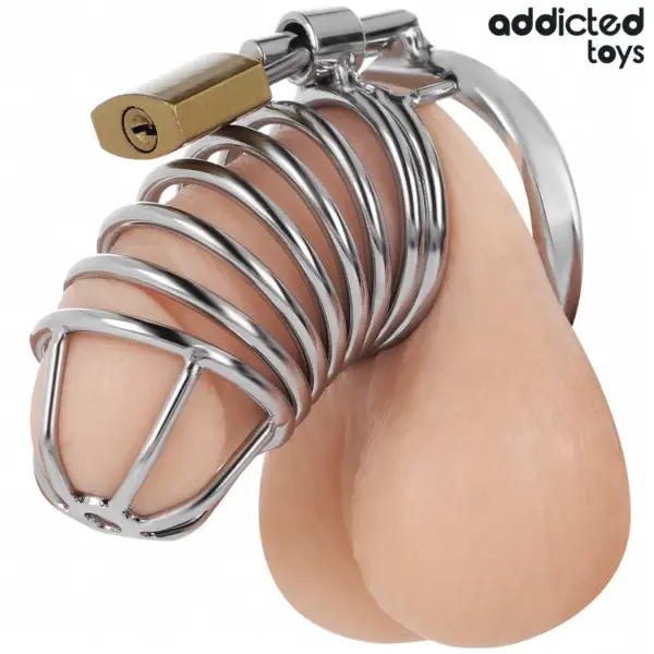 ADDICTED TOYS LOCKED - Jaula de castidad de metal para pene 4 cm Talla S - Imagen 3