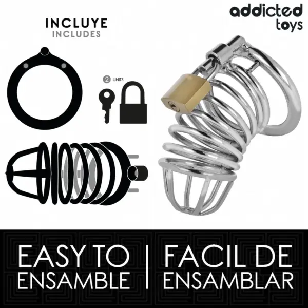 ADDICTED TOYS LOCKED - Jaula de castidad de metal para pene 4 cm Talla S - Imagen 4