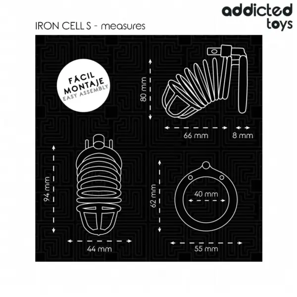 ADDICTED TOYS LOCKED - Jaula de castidad de metal para pene 4 cm Talla S - Imagen 5