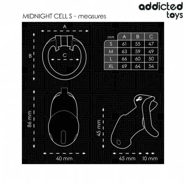 ADDICTED TOYS LOCKED - Jaula de castidad para pene Mindnight Cell Talla S 4.8 cm - Imagen 5