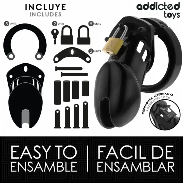 ADDICTED TOYS LOCKED - Jaula para pene Obsidian Hold Talla M - Imagen 5