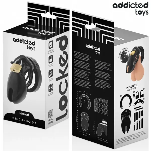 ADDICTED TOYS LOCKED - Jaula de castidad Obsidian Hold Talla S - Imagen 6