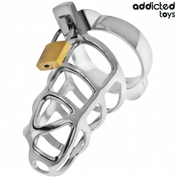 Addicted Toys - Jaula de castidad Silver Lock para pene de metal talla M - Imagen 2