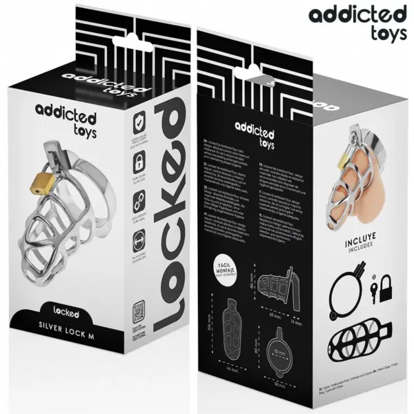 Addicted Toys - Jaula de castidad Silver Lock para pene de metal M - Imagen 6