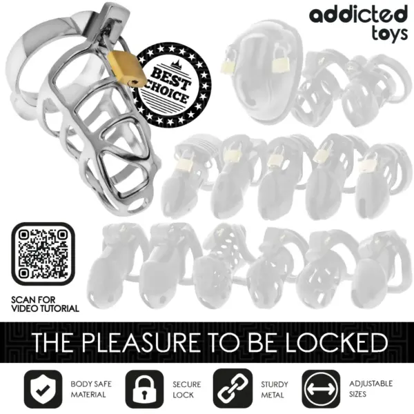 Addicted Toys - Jaula de castidad Silver Lock para pene de metal M - Imagen 7