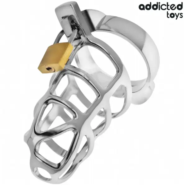 Addicted Toys Locked - Jaula para pene de metal Silver Lock Talla S - Imagen 2