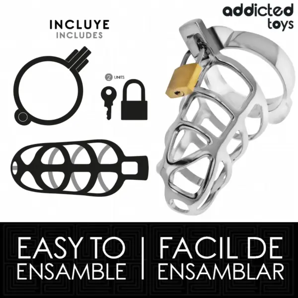 Addicted Toys Locked - Jaula para pene de metal Silver Lock Talla S - Imagen 4