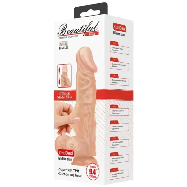 BAILE - Beautiful Encounter Buraq Dildo Realístico Flexible 24 cm Natural - Imagen 7