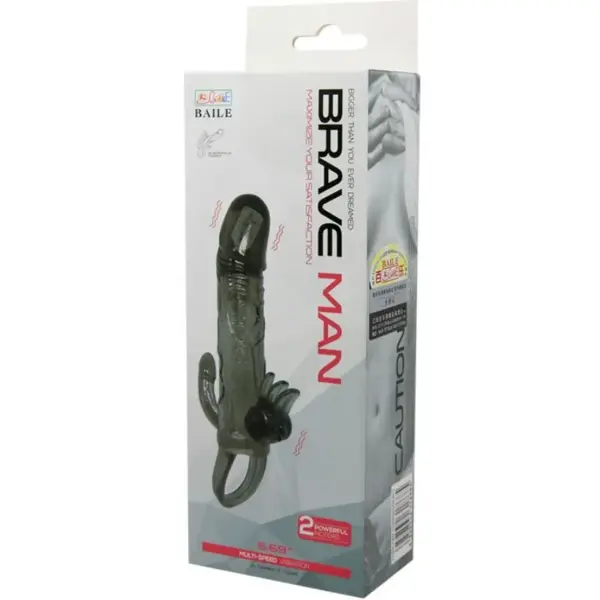 Brave Man - Funda pene anal y clítoris vibrador 16.5 cm negro - Imagen 10