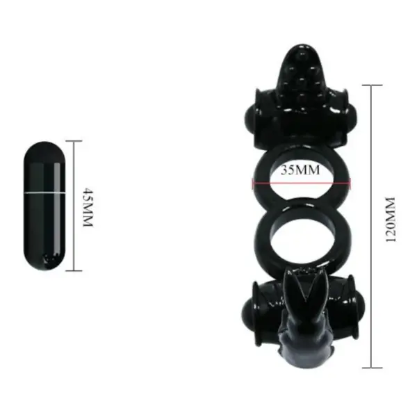 BAILE - Anillo vibrador doble con rabbit para placer compartido - Imagen 3