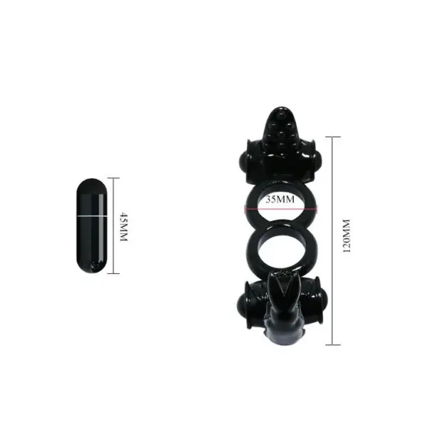 BAILE - Anillo vibrador doble con rabbit para placer compartido - Imagen 6