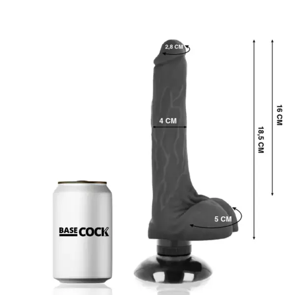 BASECOCK - Vibrador Realístico 2-1 Negro de 18.5 cm - Imagen 2