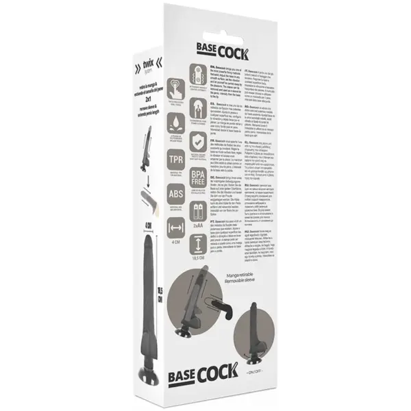 BASECOCK - Vibrador Realístico 2-1 Negro de 18.5 cm - Imagen 6