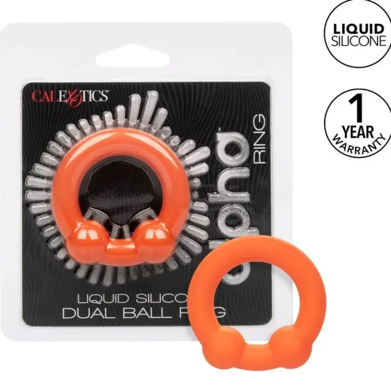 CalExotics - Anillo Doble Bola Naranja para Placer Masculino
