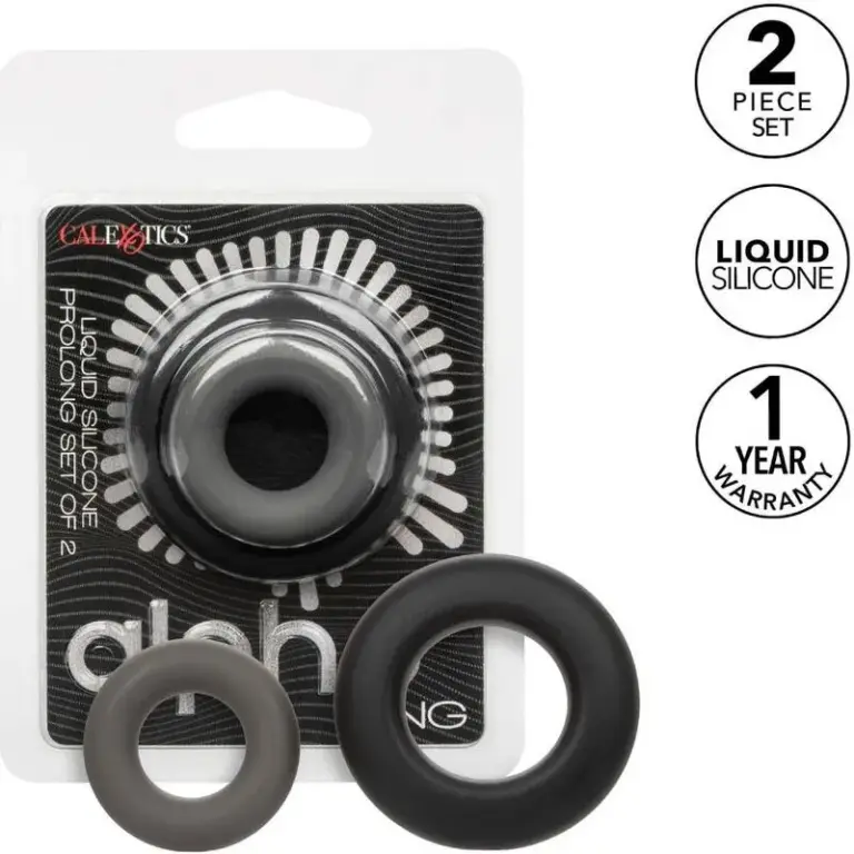 CalExotics - Alpha Set de 2 Anillos Prolong Gris para Placer Duradero