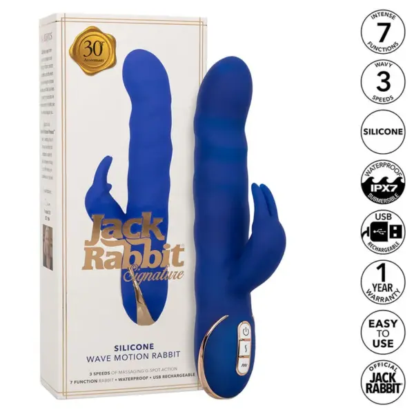 CALEXOTICS - Jack Vibrador Rabbit con Movimiento de Ondas Azul