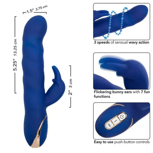 CALEXOTICS - Jack Vibrador Rabbit con Movimiento de Ondas Azul - Imagen 7