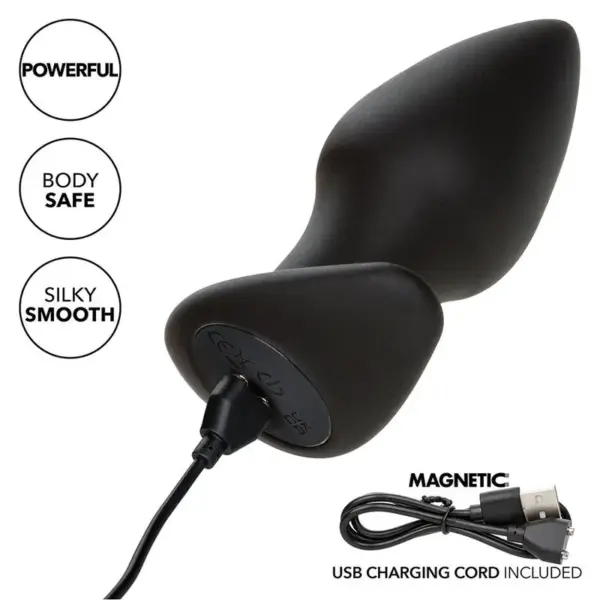 CALEXOTICS - Rock Bottom Perfect Plug Anal 10 Vibraciones Silicona Negro - Imagen 8