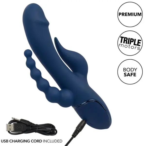 CalExotics - Vibrador Triple Orgasm Azul: Placer Sin Límites - Imagen 10