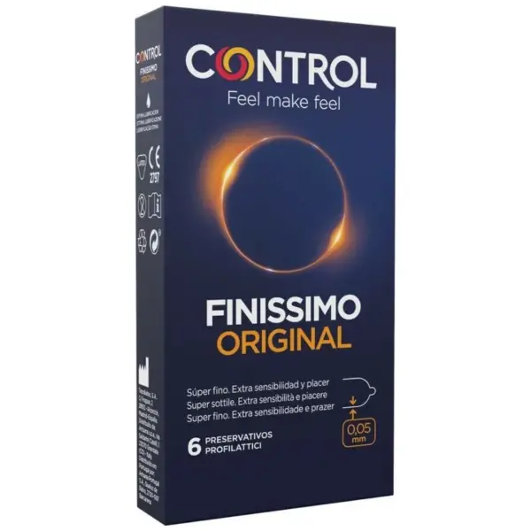 CONTROL - FINISSIMO ORIGINAL 6 UNIDADES: El Preservativo Más Fino para Sensaciones Extremas