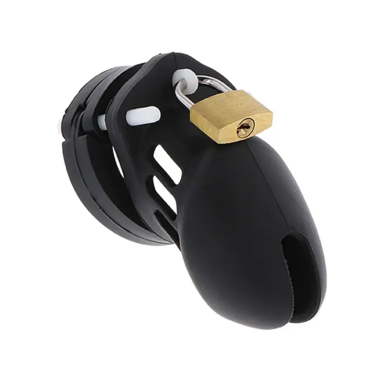HIDDEN DESIRE - Jaula de castidad de silicona talla S negra para control y placer máximo