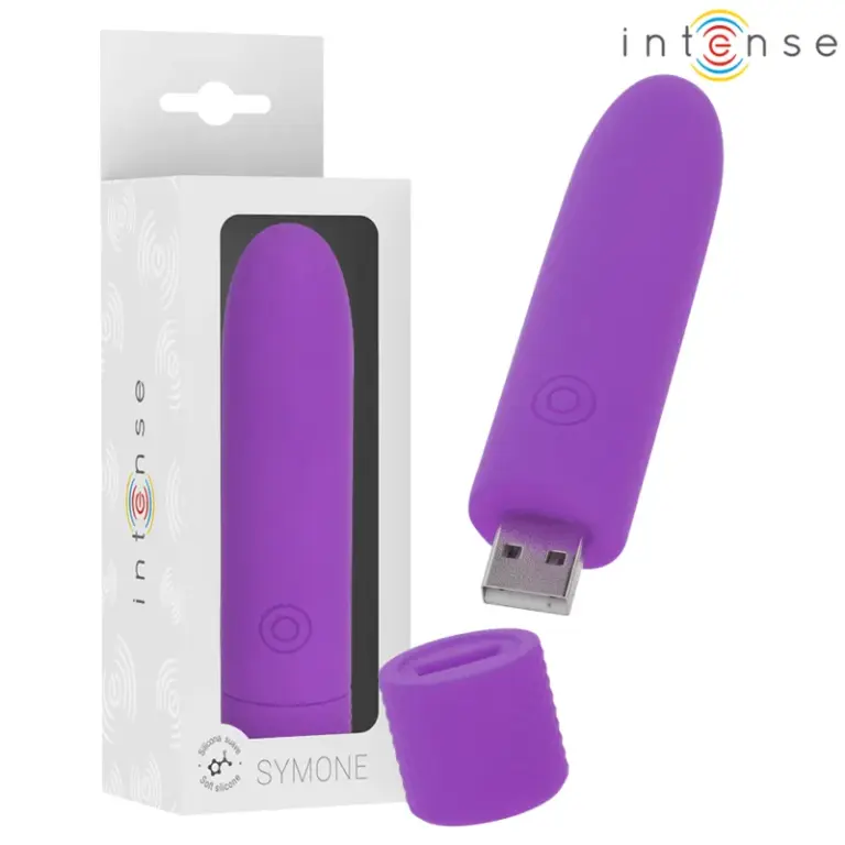 INTENSE - Bala vibradora recargable por USB morada con 8 vibraciones