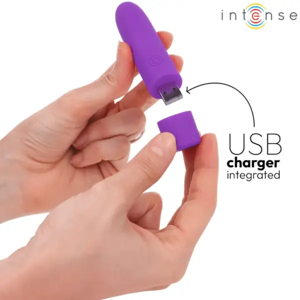 INTENSE - Bala vibradora recargable por USB morada con 8 vibraciones - Imagen 5