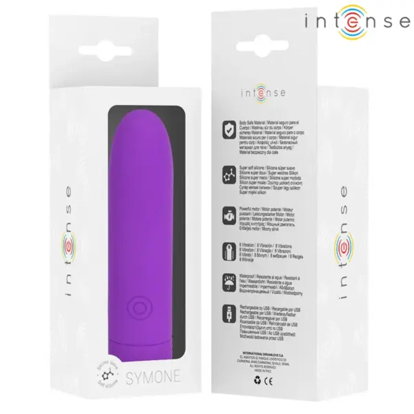 INTENSE - Bala vibradora recargable por USB morada con 8 vibraciones - Imagen 7