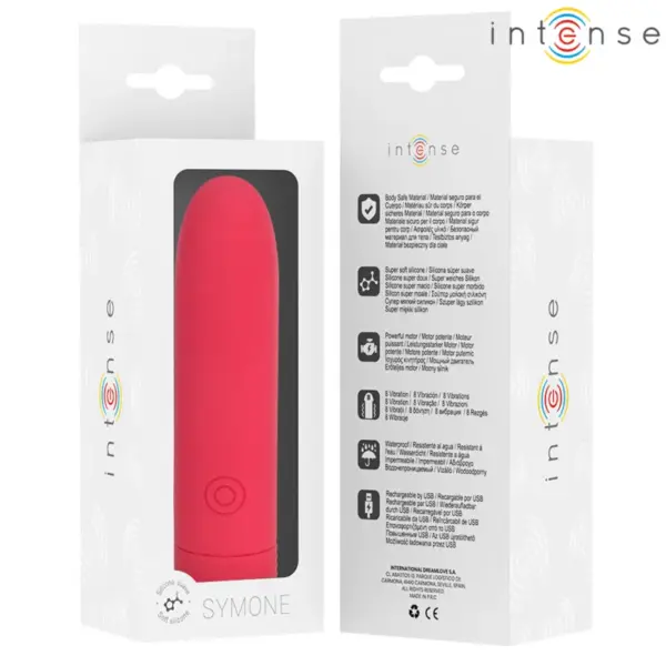 INTENSE - Bala vibradora SYMONE recargable USB roja - Imagen 7