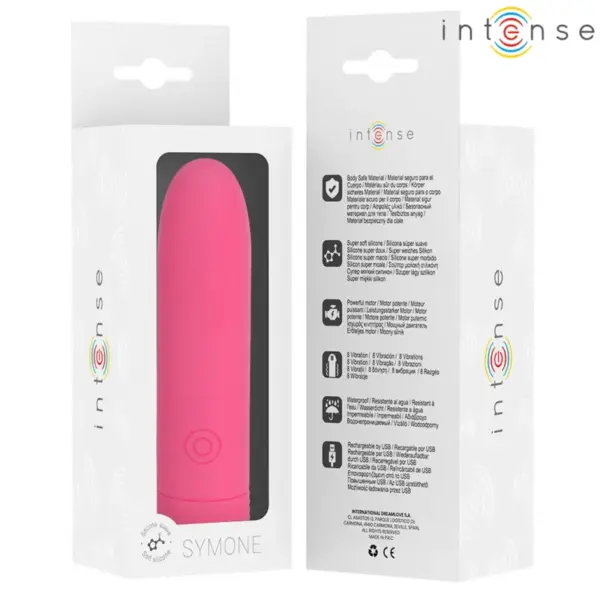 INTENSE - Bala vibradora recargable por USB rosa con 8 vibraciones - Imagen 7