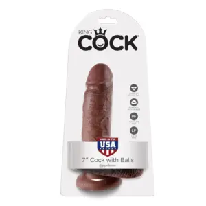 KING COCK - Dildo Realístico Marrón de 17.8 cm con Testículos