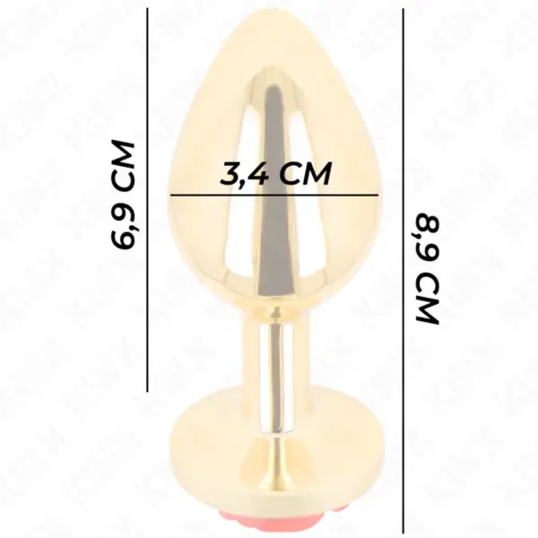 KINK - Plug Anal Dorado Rosa Roja Talla M para Nuevas Sensaciones - Imagen 4