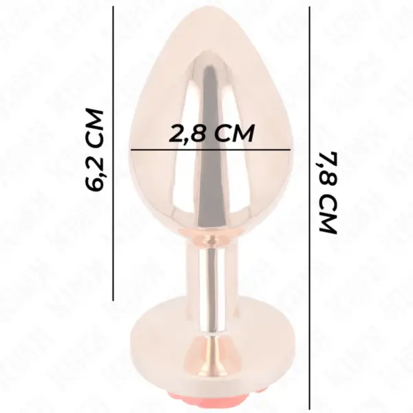 KINK - Plug Anal Oro Rosado con Rosa Roja S - Imagen 4