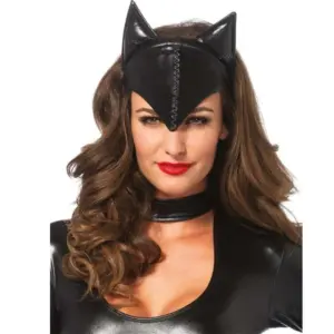 Leg Avenue - Máscara de Mujer Felina Negra para Fiestas y Halloween