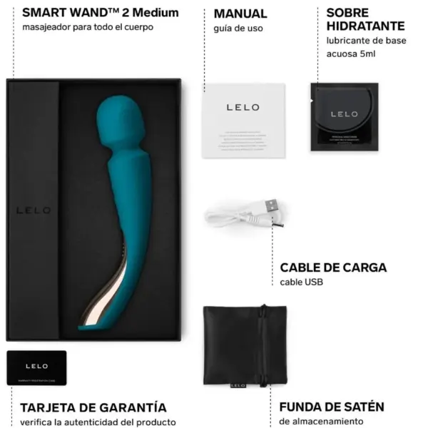 LELO - Masajeador Smart Medium Wand 2 Verde Agua - Imagen 4