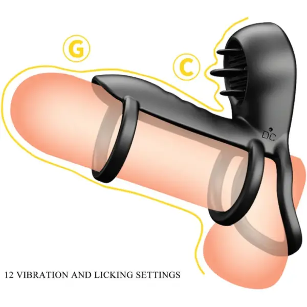 Pretty Love - Cabestrillo vibrador con lengua recargable de silicona - Imagen 10