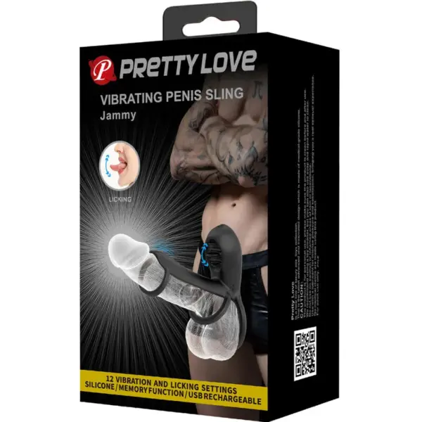 Pretty Love - Cabestrillo vibrador con lengua recargable de silicona - Imagen 11