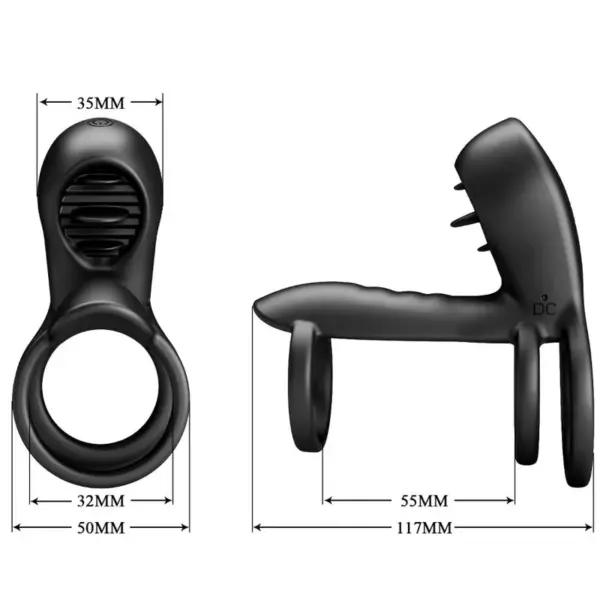 Pretty Love - Cabestrillo vibrador con lengua recargable de silicona - Imagen 8