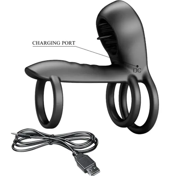 Pretty Love - Cabestrillo vibrador con lengua recargable de silicona - Imagen 9