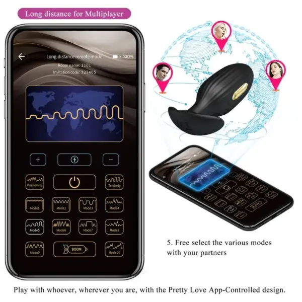 Pretty Love - Plug Anal Controlado por App Negro - Imagen 14