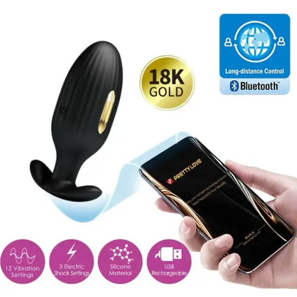 Pretty Love - Plug Anal Controlado por App Negro - Imagen 7