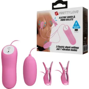 Pretty Love - Pinzas con vibración y electros shock rosa
