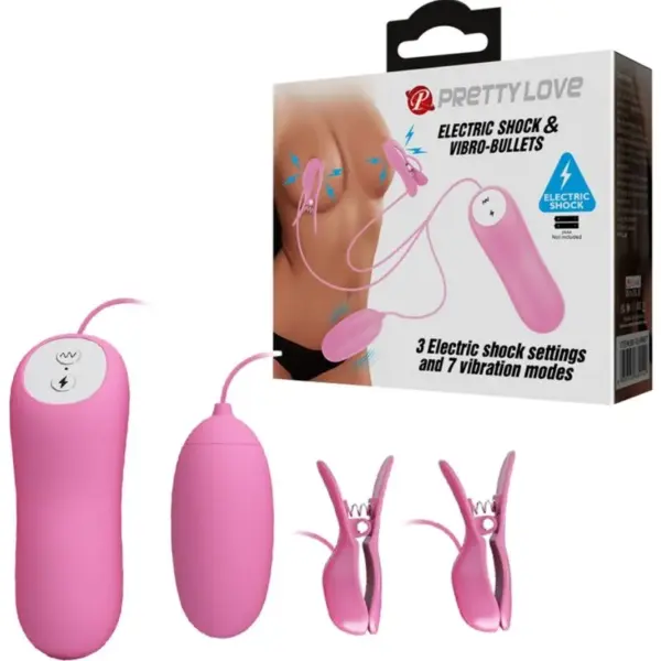 Pretty Love - Pinzas con vibración y electros shock rosa