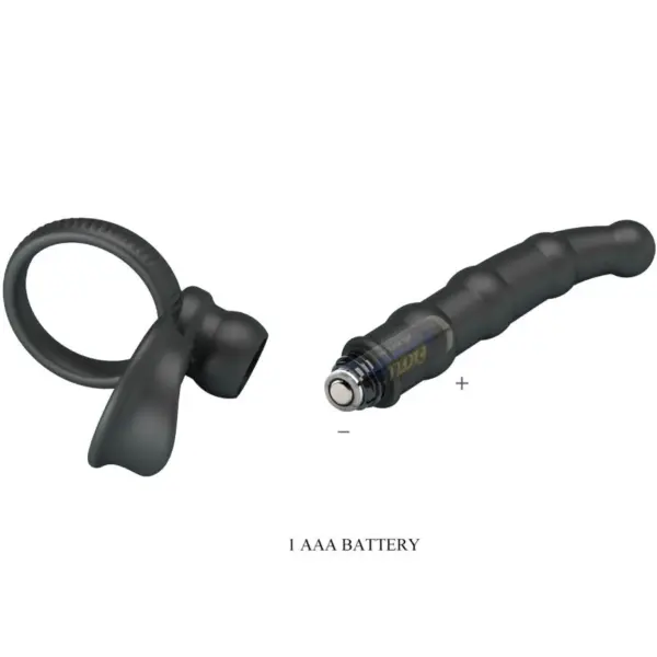 Pretty Love - Tatum Anillo Vibrador Pene con Plug 10 Vibraciones Negro - Imagen 6