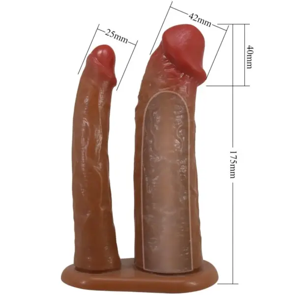 Pretty Love - Yairon funda para pene doble con extensión de 4 cm mulato - Imagen 5