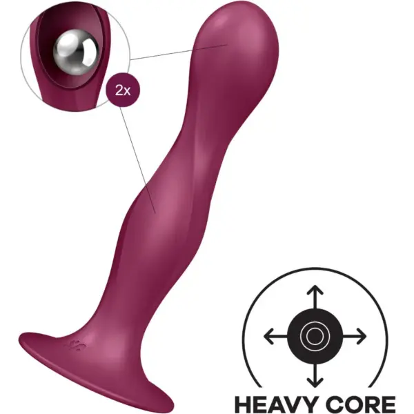 SATISFYER - DOUBLE BALL-R DILDO SILICONA GRANATE - Imagen 3