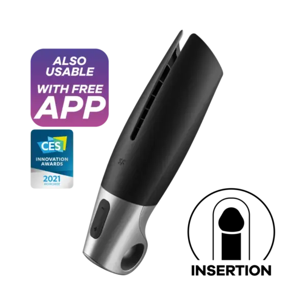 Satisfyer - Power Masturbator Negro y Plata para Placer Personalizado
